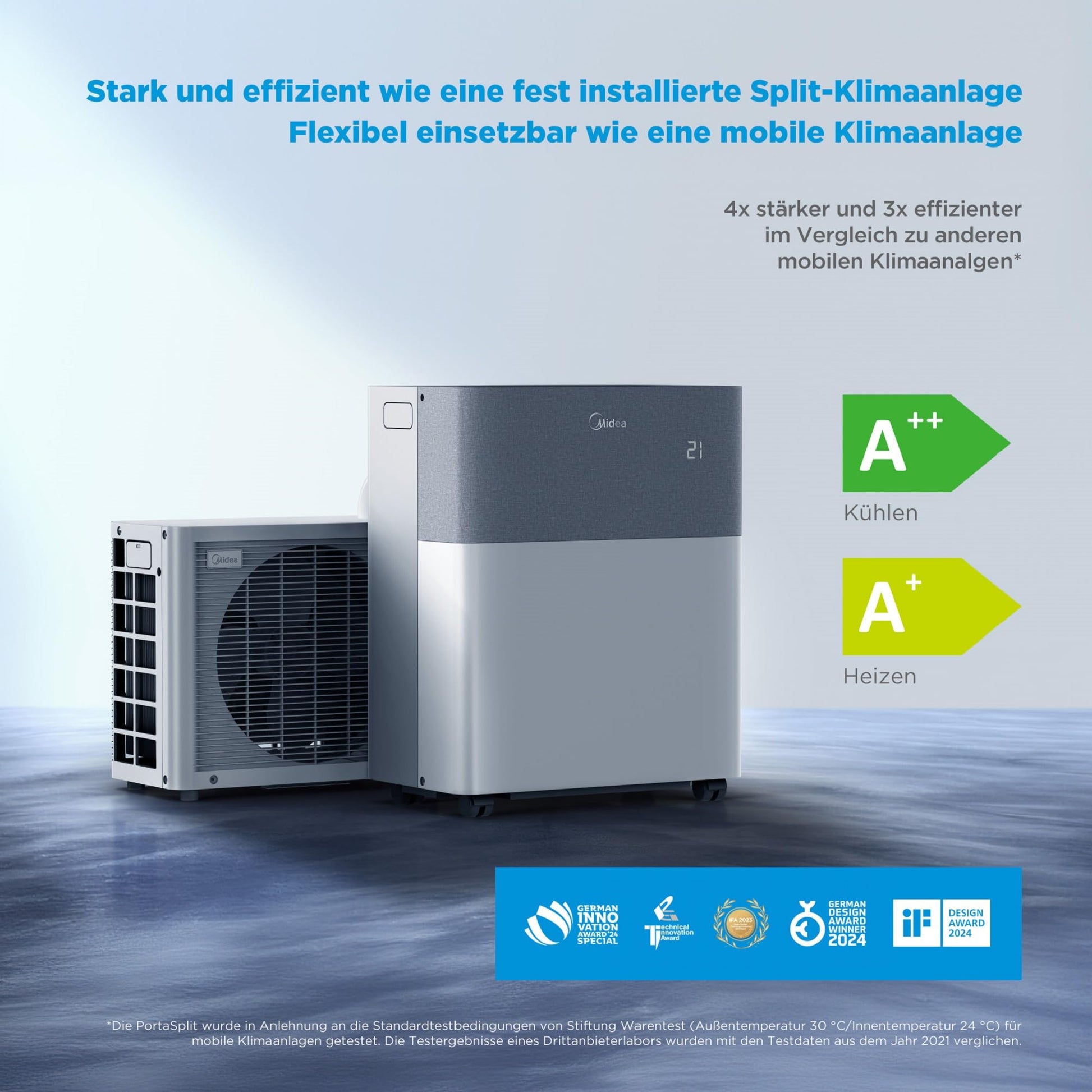 Midea PortaSplit-E Mobile Klimaanlage,Kühlen A++/Heizen A+